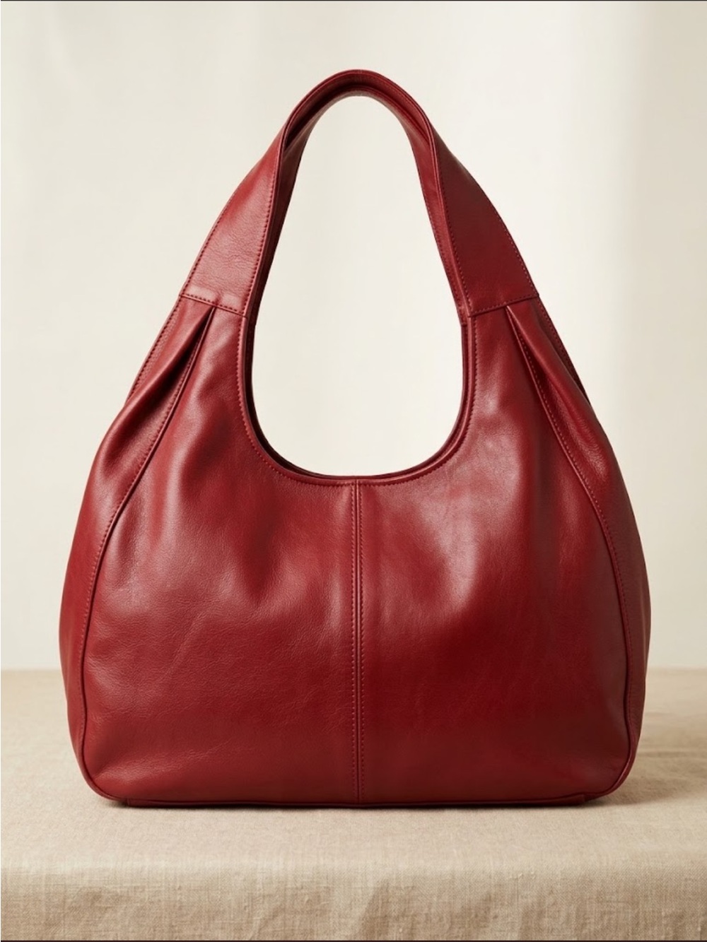 Derek Alexander Classic Red Leather Hobo Bag